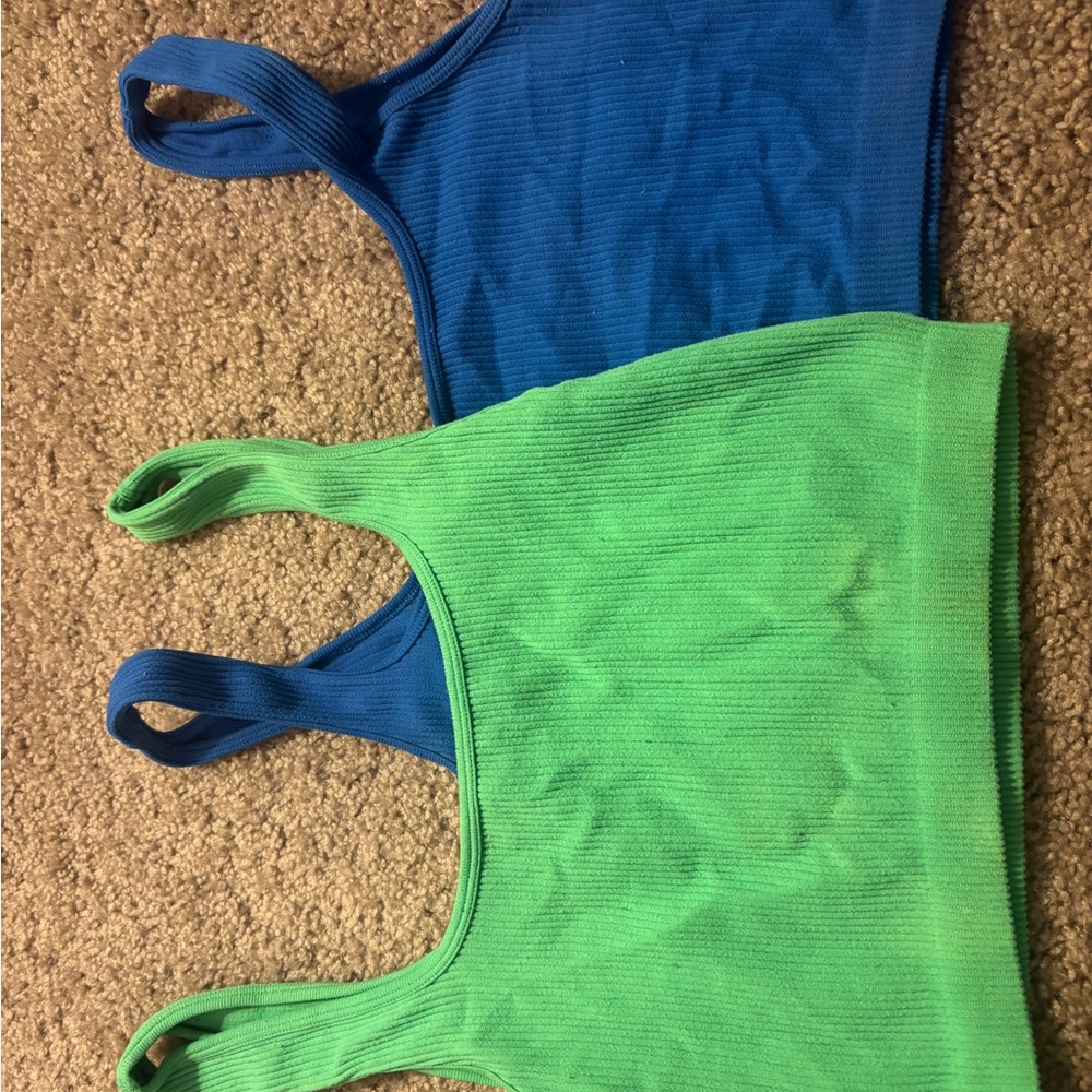 Zara Vibrant Ribbed Tank Tops in Blue and Green